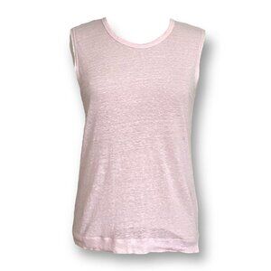 LOST & FOUND Womens Pink Linen Sleeveless Tee Sz L Slub Knit Luxury Pullover Top